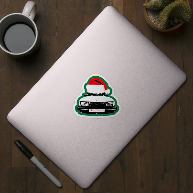 Saab 900 Turbo classic car Christmas hat edition by soitwouldseem